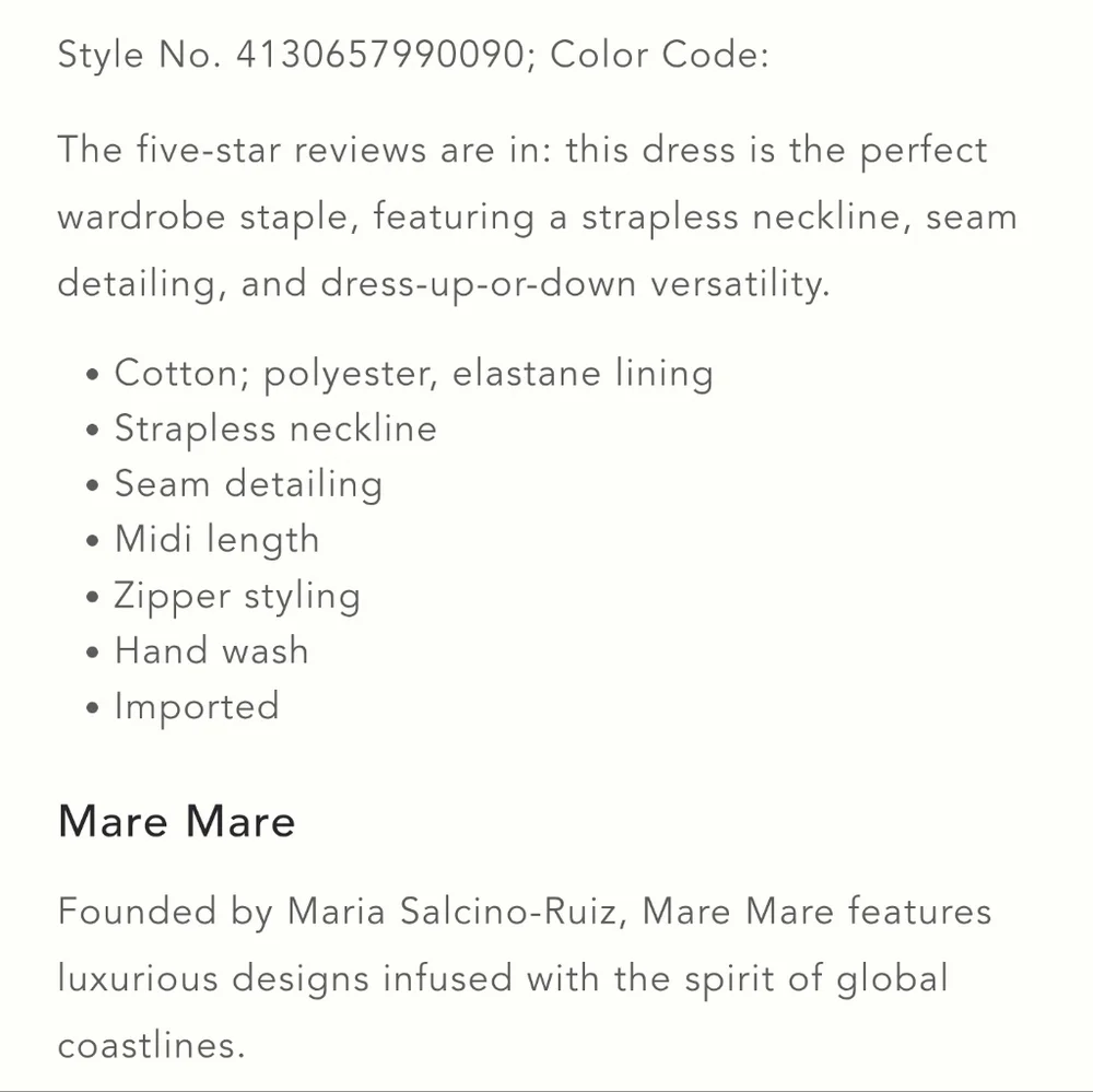 Mare Mare x Anthropologie White Strapless Seamed A-Line Midi Dress, XL